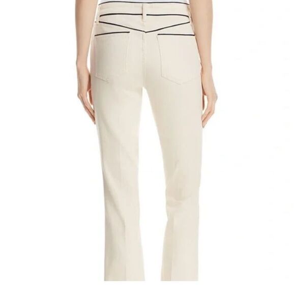 Tori Burch Natural Cream Straight Leg Jeans with High-Waisted Design. - Picture 6 of 6